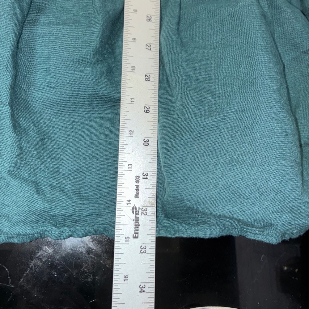 Madewell Dress Green Linen Embroidered Tiered Babydoll Boho Pockets Womens XS - Picture 5 of 9